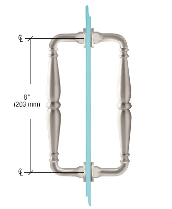 Shower Door 8" Victorian Back-to-Back Pull Handle, Brushed Nickel – CRL V1C8X8BN, photo 2