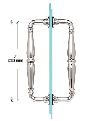 Shower Door 8" Victorian Back-to-Back Pull Handle, Polished Nickel – CRL V1C8X8PN, photo 2