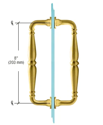Shower Door 8" Victorian Back-to-Back Pull Handle, Satin Brass – CRL V1C8X8SB
