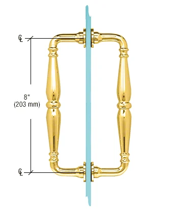 Shower Door 8" Victorian Back-to-Back Pull Handle, Unlacquered Brass – CRL V1C8X8ULBR