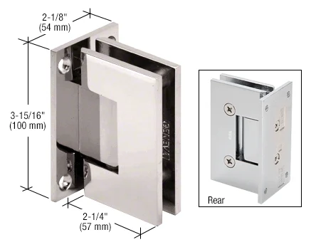 Shower Door Hinge: Vienna 037 Wall Mount, Full Back Plate, Polished Nickel – CRL V1E037PN, photo 2