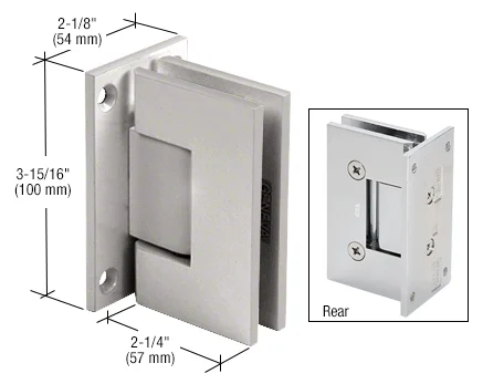 Shower Door Hinge: Vienna 037 Wall Mount, Full Back Plate, Satin Nickel – CRL V1E037SN, photo 2