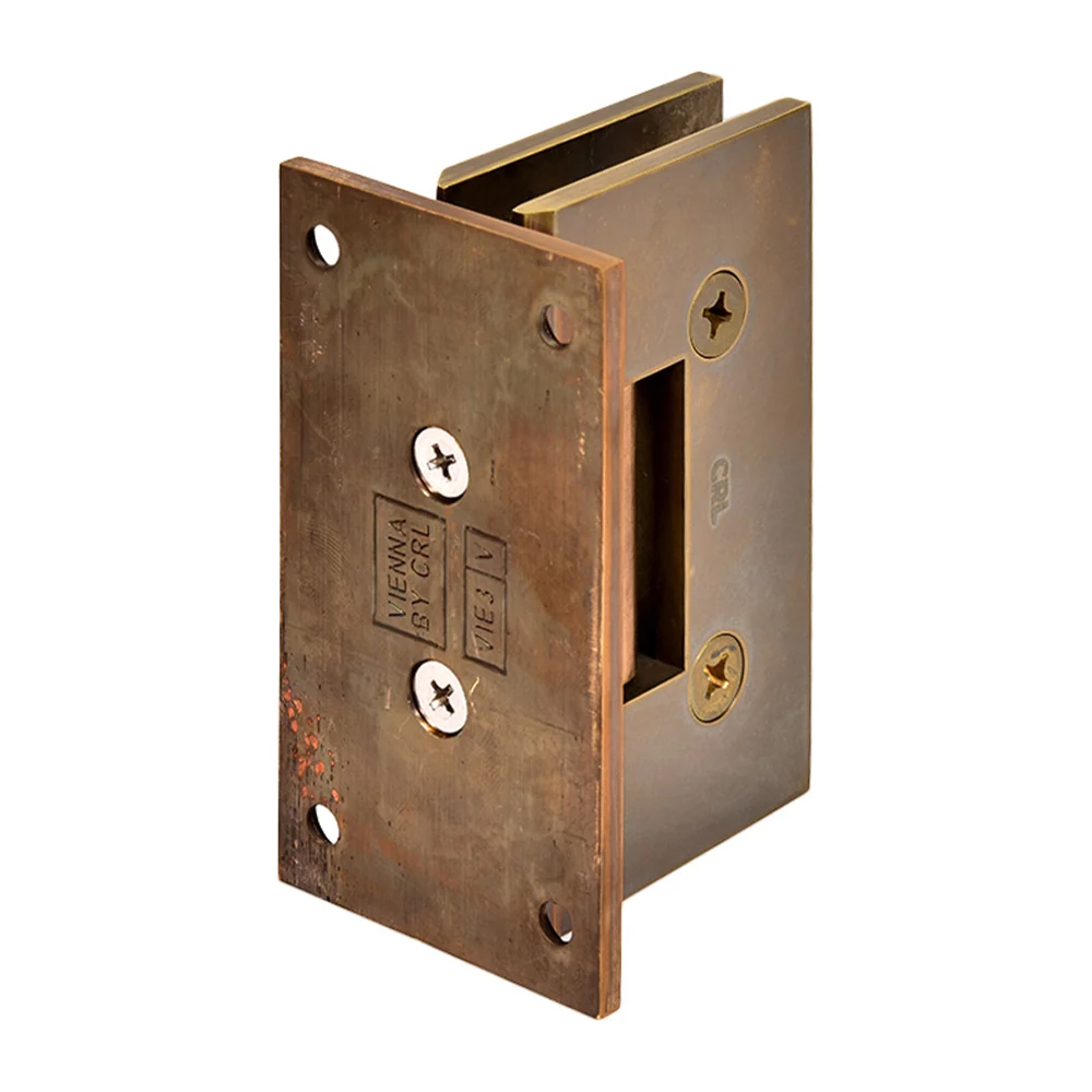 Shower Door Hinge: Vienna 037 Wall Mount, Full Back Plate, Vintage Brass – CRL V1E037VBR, photo 3