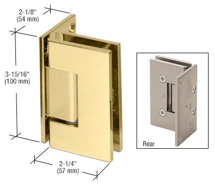 Shower Door Hinge: Vienna 044 Wall Mount, Offset Back Plate, Polished Brass – CRL V1E044BR, photo 2