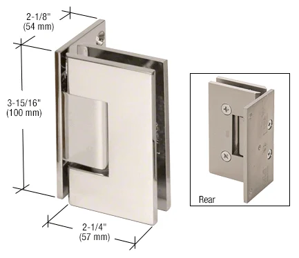 Shower Door Hinge: Vienna 044 Wall Mount, Offset Back Plate, Polished Nickel – CRL V1E044PN, photo 2