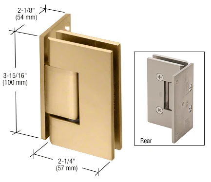 Shower Door Hinge: Vienna 044 Wall Mount, Offset Back Plate, Satin Brass – CRL V1E044SB, photo 2