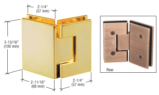 Glass to Glass Shower Door Hinge 135°: Vienna 045, Polished Brass – CRL V1E045BR, photo 2