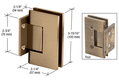 Shower Door Hinge: Vienna 074 Wall Mount, Short Back Plate, Brushed Bronze – CRL V1E074BBRZ, photo 2