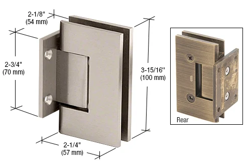Shower Door Hinge: Vienna 074 Wall Mount, Short Back Plate, Brushed Nickel – CRL V1E074BN, photo 2