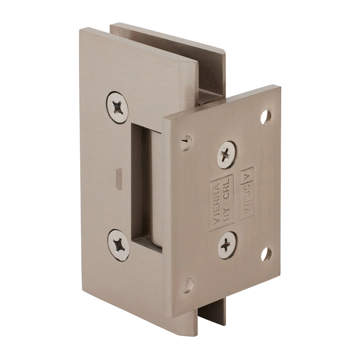 Shower Door Hinge: Vienna 074 Wall Mount, Short Back Plate, Brushed Nickel – CRL V1E074BN, photo 3
