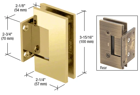 Shower Door Hinge: Vienna 074 Wall Mount, Short Back Plate, Polished Brass – CRL V1E074BR, photo 2