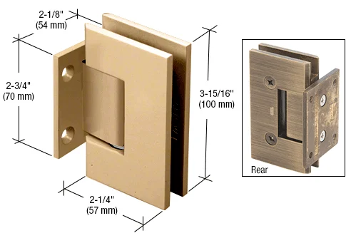 Shower Door Hinge: Vienna 074 Wall Mount, Short Back Plate, Satin Brass – CRL V1E074SB, photo 2