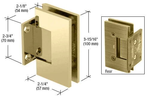 Shower Door Hinge: Vienna 074 Wall Mount, Short Back Plate, Unlacquered Brass – CRL V1E074ULBR, photo 2