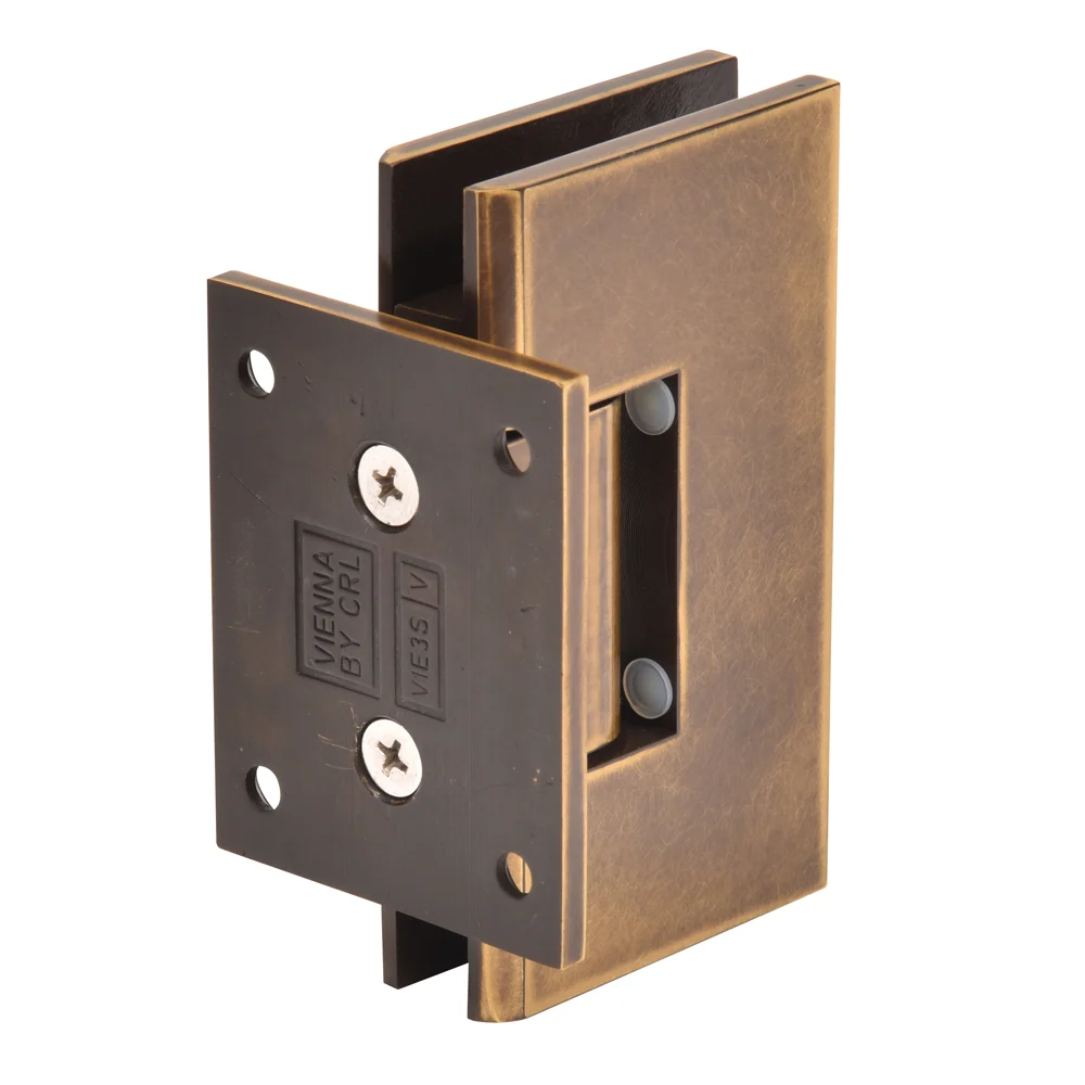 Shower Door Hinge: Vienna 074 Wall Mount, Short Back Plate, Vintage Brass – CRL V1E074VBR, photo 3