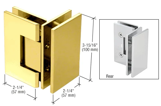 Glass to Glass Shower Door Hinge 90°: Vienna 092, Polished Brass – CRL V1E092BR, photo 2