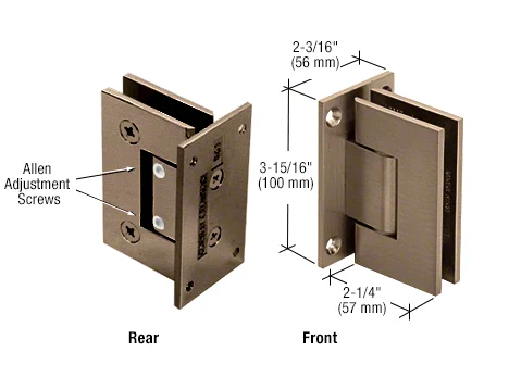 Shower Door Hinge: Vienna 337 Adjustable Wall Mount, Full Back Plate, Brushed Bronze – CRL V1E337BBRZ, photo 2
