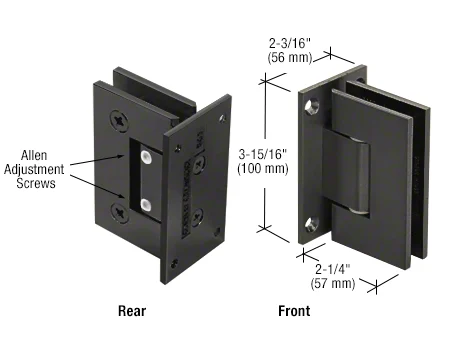 Shower Door Hinge: Vienna 337 Adjustable Wall Mount, Full Back Plate, Matte Black – CRL V1E337MBL, photo 2