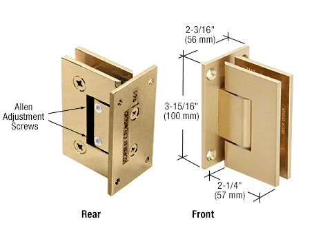Shower Door Hinge: Vienna 337 Adjustable Wall Mount, Full Back Plate, Satin Brass – CRL V1E337SB, photo 2