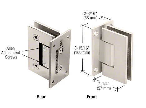 Shower Door Hinge: Vienna 337 Adjustable Wall Mount, Full Back Plate, Satin Nickel – CRL V1E337SN, photo 2