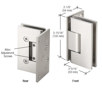 Shower Door Hinge: Vienna 344 Adjustable, Offset Back Plate, Brushed Nickel – CRL V1E344BN