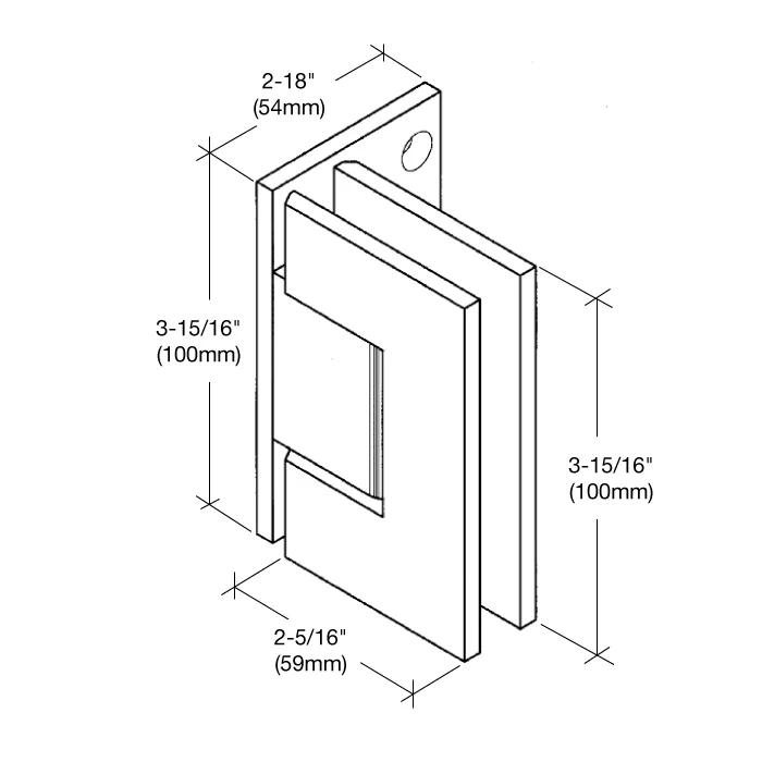Shower Door Hinge: Vienna 344 Adjustable, Offset Back Plate, Brushed Nickel – CRL V1E344BN, photo 3