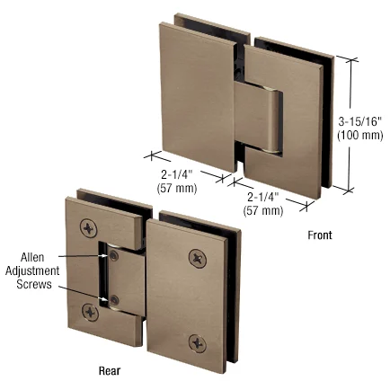 Glass to Glass Shower Door Hinge 180°: Vienna 380 Adjustable, Brushed Bronze – CRL V1E380BBRZ, photo 2