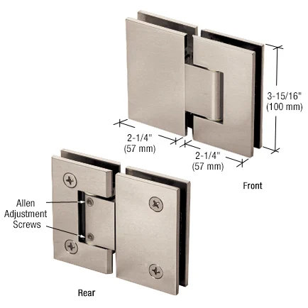 Glass to Glass Shower Door Hinge 180°: Vienna 380 Adjustable, Brushed Nickel – CRL V1E380BN, photo 2