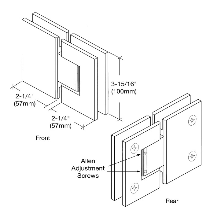 Glass to Glass Shower Door Hinge 180°: Vienna 380 Adjustable, Brushed Nickel – CRL V1E380BN, photo 4