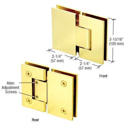 Glass to Glass Shower Door Hinge 180°: Vienna 380 Adjustable, Polished Brass – CRL V1E380BR, photo 2