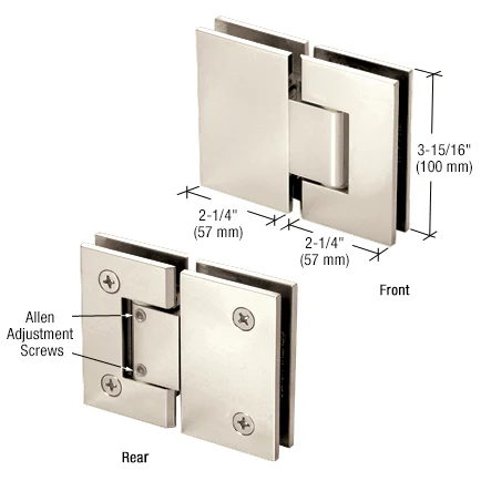 Glass to Glass Shower Door Hinge 180°: Vienna 380 Adjustable, Polished Nickel – CRL V1E380PN, photo 2