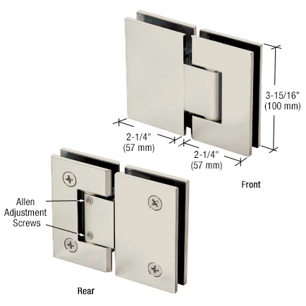 Glass to Glass Shower Door Hinge 180°: Vienna 380 Adjustable, Satin Nickel – CRL V1E380SN, photo 2