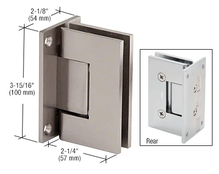 Shower Door Hinge: Vienna 537 5° Pre-Set Wall Mount, Full Back Plate, Brushed Nickel – CRL V1E537BN, photo 2