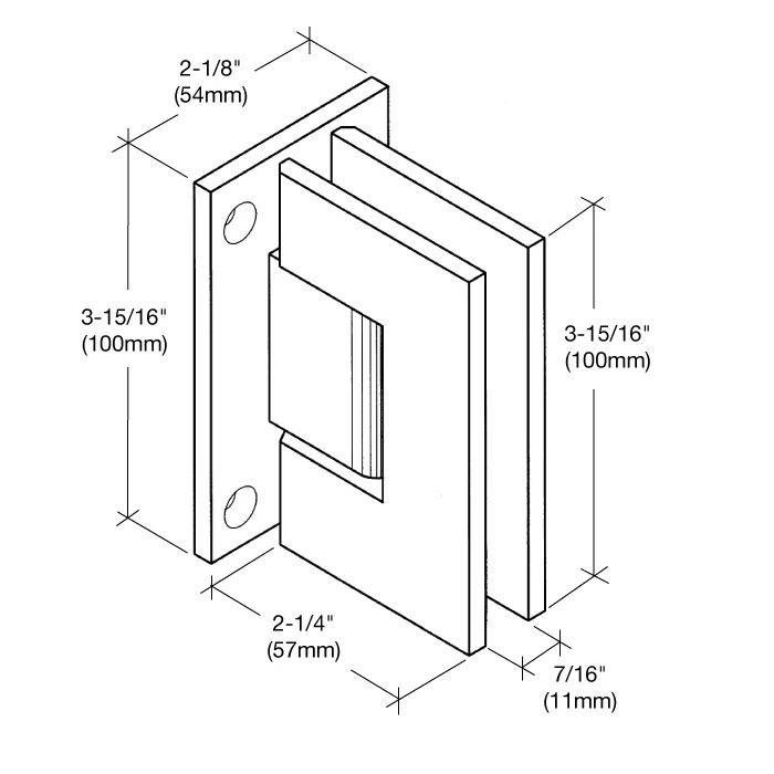 Shower Door Hinge: Vienna 537 5° Pre-Set Wall Mount, Full Back Plate, Brushed Nickel – CRL V1E537BN, photo 4