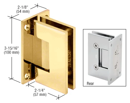 Shower Door Hinge: Vienna 537 5° Pre-Set Wall Mount, Full Back Plate, Polished Brass – CRL V1E537BR, photo 2