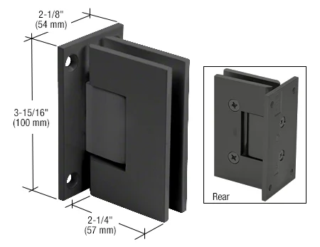 Shower Door Hinge: Vienna 537 5° Pre-Set Wall Mount, Full Back Plate, Matte Black – CRL V1E537MBL, photo 2