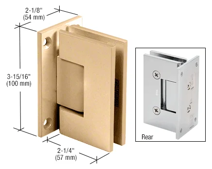 Shower Door Hinge: Vienna 537 5° Pre-Set Wall Mount, Full Back Plate, Satin Brass – CRL V1E537SB, photo 2
