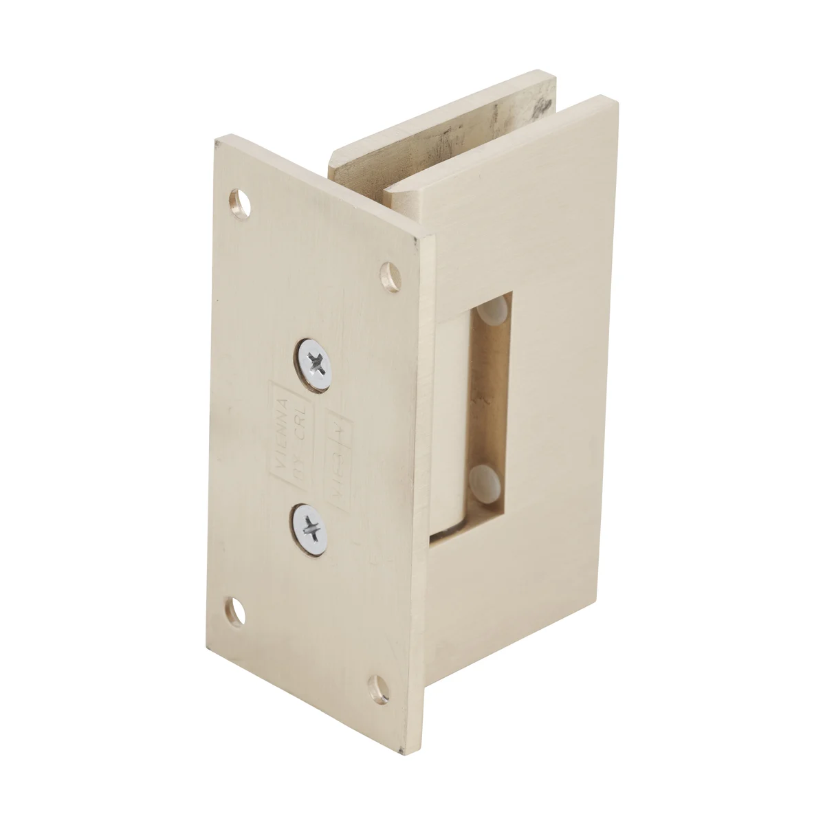 Shower Door Hinge: Vienna 537 5° Pre-Set Wall Mount, Full Back Plate, Satin Brass – CRL V1E537SB, photo 3
