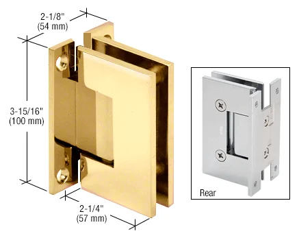 Shower Door Hinge: Vienna 037 Wall Mount, H Back Plate, Polished Brass – CRL V1EH037BR, photo 2