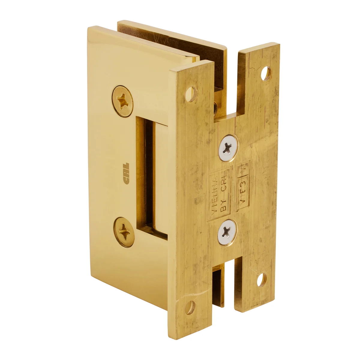 Shower Door Hinge: Vienna 037 Wall Mount, H Back Plate, Polished Brass – CRL V1EH037BR, photo 3