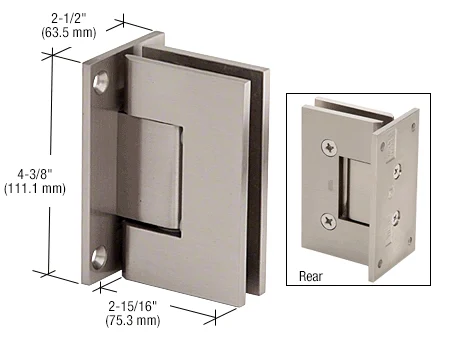 Shower Door Hinge: Victoria 037 Wall Mount, Full Back Plate, Brushed Nickel – CRL VCT037BN, photo 2