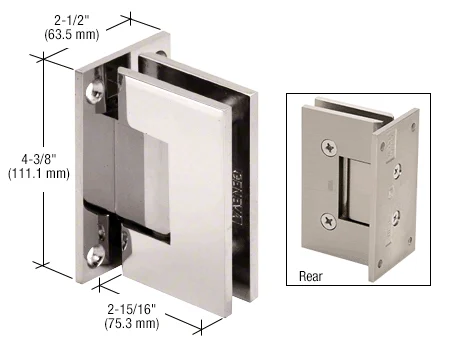 Shower Door Hinge: Victoria 037 Wall Mount, Full Back Plate, Polished Nickel – CRL VCT037PN, photo 2