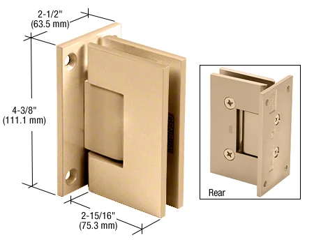 Shower Door Hinge: Victoria 037 Wall Mount, Full Back Plate, Satin Brass – CRL VCT037SB, photo 2