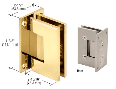 Shower Door Hinge: Victoria 037 Wall Mount, Full Back Plate, Unlacquered Brass – CRL VCT037ULBR, photo 2