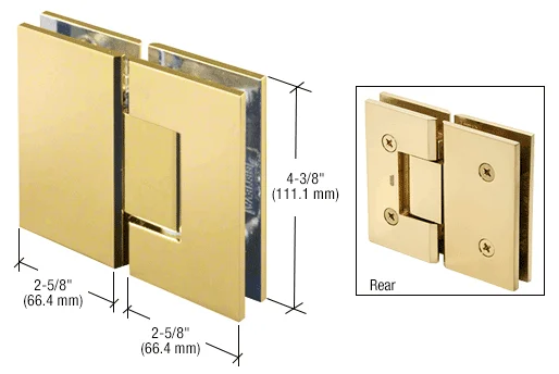 Glass to Glass Shower Door Hinge 180°: Victoria 180, Unlacquered Brass – CRL VCT180ULBR, photo 2