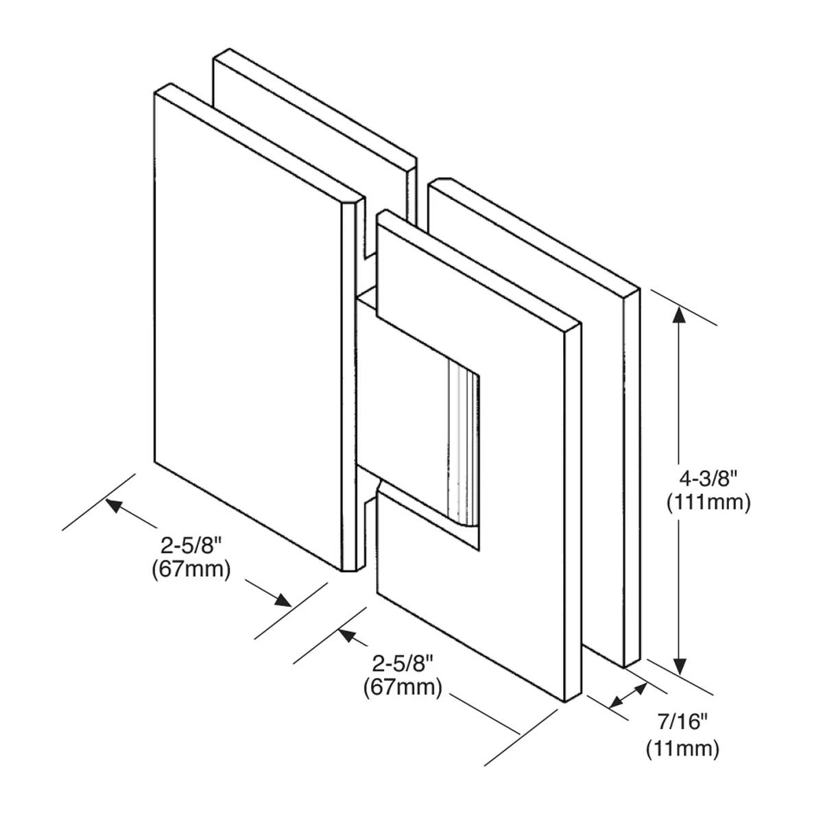 Glass to Glass Shower Door Hinge 180°: Victoria 180, Unlacquered Brass – CRL VCT180ULBR, photo 4