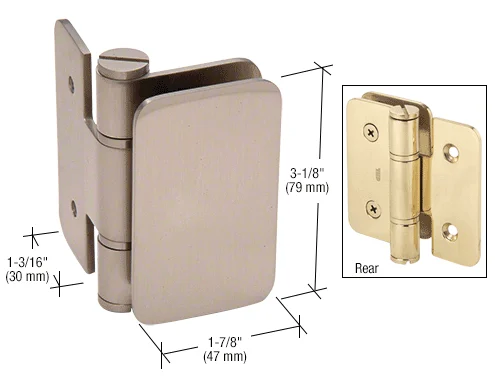 CRL Shower Door Hinge – Zurich 03 Inswing Wall Mount, Offset Back Plate, Brushed Nickel