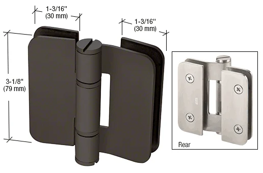 CRL Glass to Glass Shower Door Hinge 180° – Zurich 07 Inline Outswing, Oil Rubbed Bronze