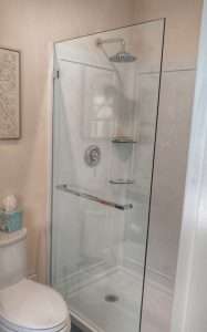 frameless glass shower splash panel