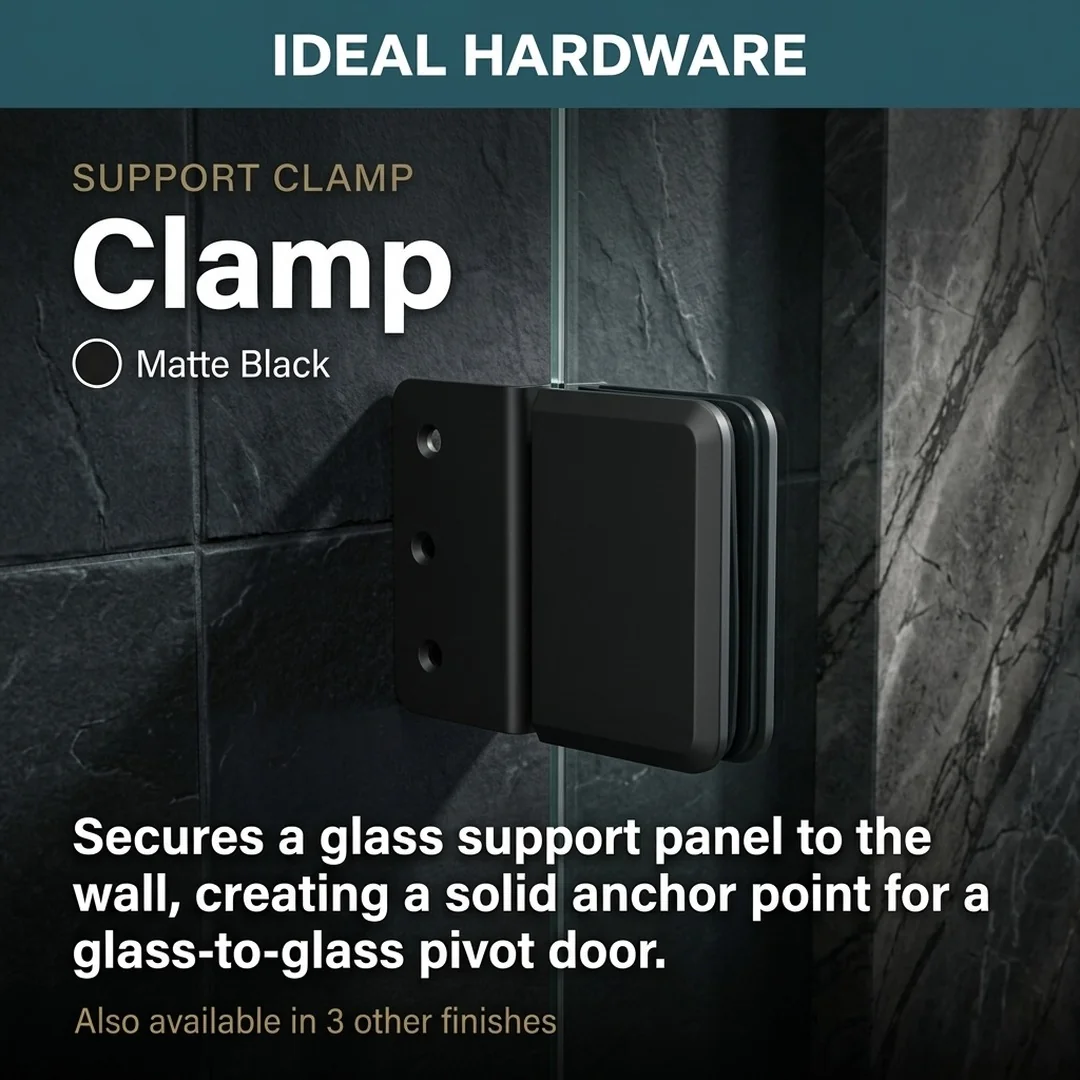 Matte Black clamp for frameless shower door