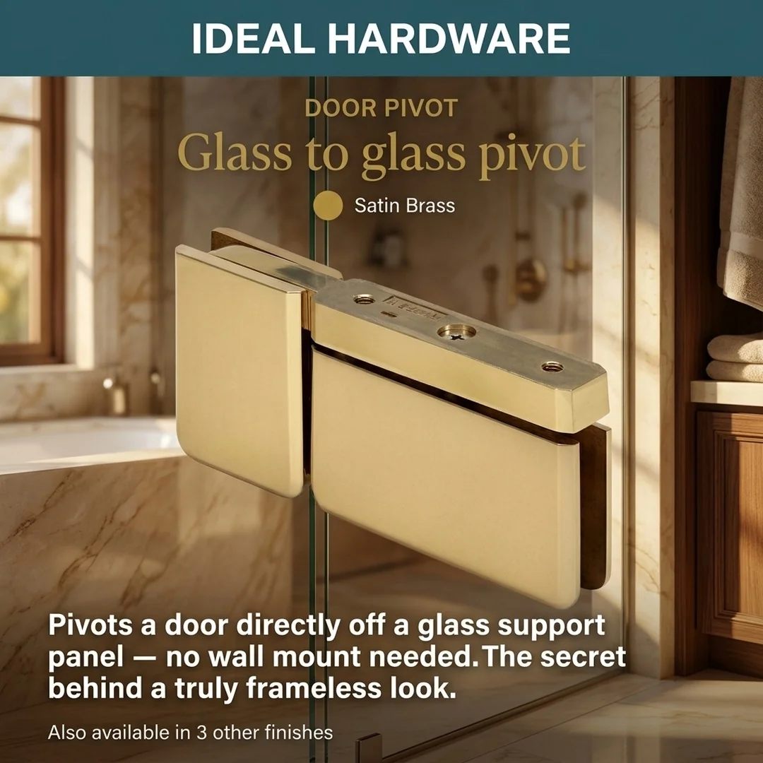 Satin Brass glass to glass pivot for frameless shower door
